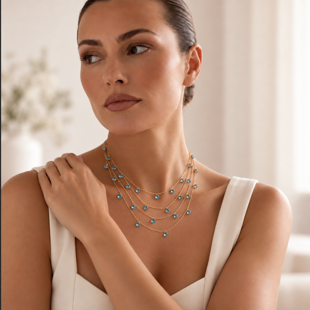 Collana Cristallo - Pietre Raffinate 4 File - Elegante e Raffinata