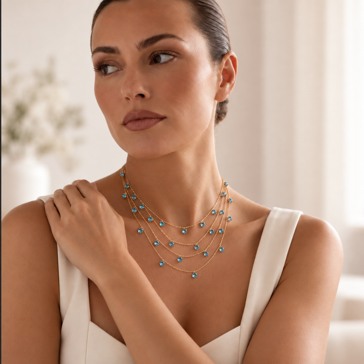 Collana Cristallo - Pietre Raffinate 4 File - Elegante e Raffinata