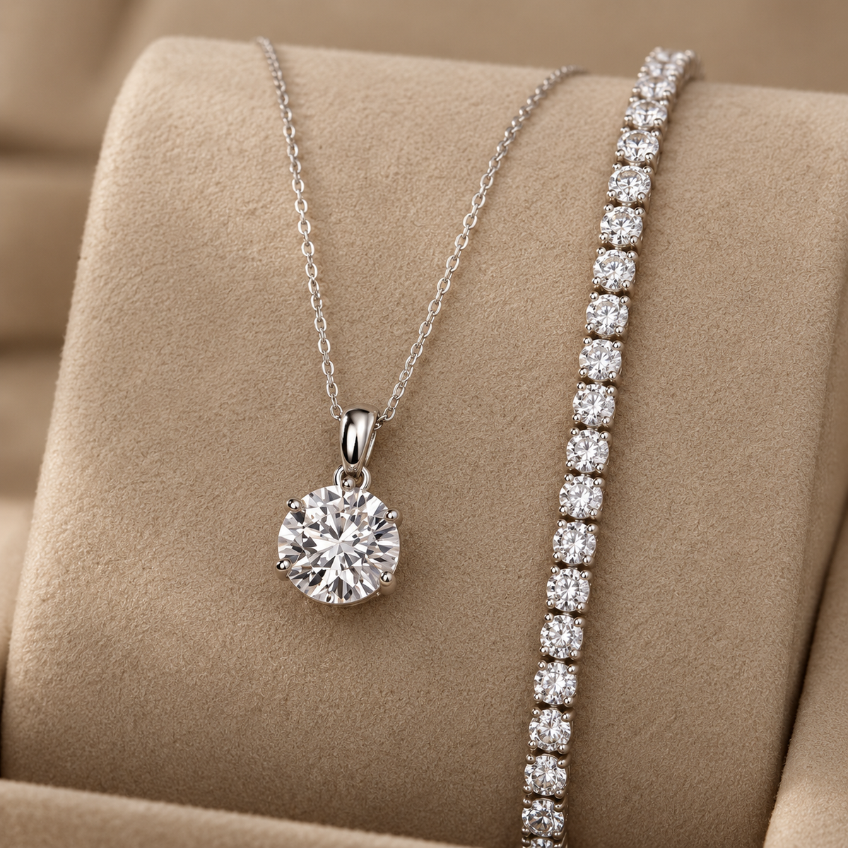 Set Collana Punto Luce + Bracciale Tennis Coordinato